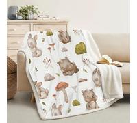 FamHarbor Soft Thick Sherpa Fleece Blanket for Sofa, Adults, Double Bed, Cartoon Animals, Rabbit Small Sofa Throw Blanket for Sofa, Fluffy Gray, White Blankets and Throws (160x200cm) -Ag56