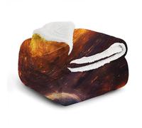 FamHarbor Soft Thick Sherpa Fleece Blanket, Milky Way, Planet Pattern Sofa Throw Blanket for Sofa, Fluffy Kids Blankets and Throws for Single Bed, Brown Throw (90x200cm) -Af16