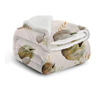 FamHarbor Soft Thick Sherpa Fleece Blanket, Pumpkin, Harvest Festival Pattern Sofa Throw Blanket for Sofa, Fluffy Kids Blankets and Throws for Single Bed, Beige, Green Throw (100x150cm) -Ag17