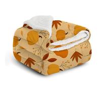 FamHarbor Soft Thick Sherpa Fleece Blanket, Pumpkin, Harvest Festival Pattern Sofa Throw Blanket for Sofa, Fluffy Kids Blankets and Throws for Single Bed, Orange Throw (90x200cm) -Ag6