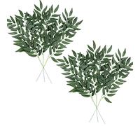 Famibay 6pcs Artificial Willow Leaves Stems Green Leaves Willow Branches Silk Greenery Fake Plants for Indoor Outdoor Home Wedding Flower Arrangment DIY Craft