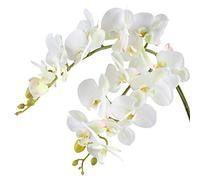 Famibay Artificial Orchid Flowers White Pack of 2 Real Touch Phalaenopsis Flowers Home Wedding Decoration