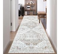Famibay Hallway Runner Non Slip Runner Rugs for Hallway 80x300cm Extra Long Washable Beige Brown Vintage Kitchen Hall Carpet Floor Rugs for Entryways Bedroom Laundry