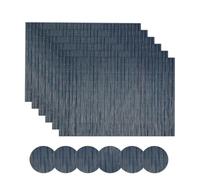 Famibay Placemats and Coaster Sets 6 Washable Place Mats for Table Heat Resistant Woven Table Mats Set of 6 Blue for Kitchen Dining Restaurant