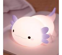 FAMIDUO Axolotl Night Light for Kids,Cute Purple Axolotl Lamp,LED Squishy Nursery Nightlight, Food Grade Soft Silicone Novelty Animal Bedside Lamp,Adorable Room Decor, Axolotl Gitfs for Baby Girls