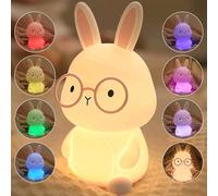FAMIDUO Bunny Night Light for Children, Silicone Rabbit Lamp, NightLight for Baby's Room, 7 Color Light Changes,Dimmable/Rechargeable Breastfeeding Lamp with Touch Function, Easter Gifts for Children