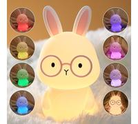 FAMIDUO Bunny Night Light for Kids, Silicone Rabbit Lamp, NightLight for Kid's Room, 7 Color Light Changes,Dimmable/Rechargeable Breastfeeding Lamp with Touch Function, Easter Gifts for Children