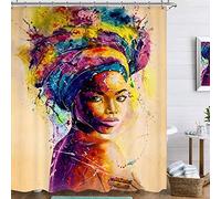 Famiffty Black Girl Shower Curtain African American Black Woman Shower Curtains 60Wx72L inch Afro Queen Shower Curtain Watercolor Colorful Girly Waterproof Polyester Fabric with 12 Pack Plastic Hooks