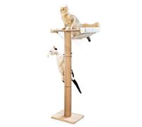 Famifit Cat Window Perch with Scratching Post, 46" Adjustable Tall Scratching Posts & Suction Cup - Multi-Level Perch for Climbing, Bird Watching, and Play, Supports 45 lbs (Drilling-Free)