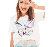 Familavida Taylor Shirt with Butterfly Design Featuring Taylor Album Nine Names, Music Themed T-Shirt, White, XL