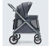 Familidoo Q1 Multi-Use Kids Wagon Stroller - Foldable, Lightweight & All-Terrain for Kids & Pets - 5-Point Safety Harness, Rain Cover & Compact Travel Design - Supports Up to 132 lbs (Charcoal Gray)