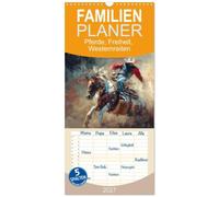 Familienplaner 2027 - Pferde, Freiheit, Westernreiten mit 5 Spalten (Wandkalender, 21 x 45 cm) CALVENDO: Die Schönheit der Verbindung zwischen Pferd und Mensch wie gemalt