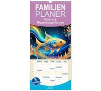Familienplaner 2027 - Tiere aus Regenbogenfarben mit 5 Spalten (Wandkalender, 21 x 45 cm) CALVENDO: Ein ganzes Jahr farbenfrohe Tiere.
