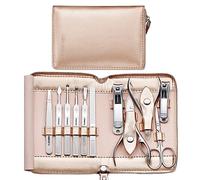 FAMILIFE Gifts for Women, Manicure Set Professional Manicure Kit 11 in 1 Nail Kit Nail Clippers Tools Stainless Steel with Rose Gold Leather Case Travel Sets