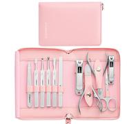 FAMILIFE Manicure Set Professional Manicure Kit Nail Kit - 11PCS Gifts For Her Nail Clippers for Women Stainless Steel Pedicure Sets Pink Leather Case