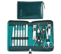 FAMILIFE Nail Kit, Professional Manicure Set Manicure Kit, 11 in 1 Stainless Steel Nail Clippers Set Pedicure Tools, Men Grooming Tool with Portable Blue Leather Travel Case Luxury Gifts for Him