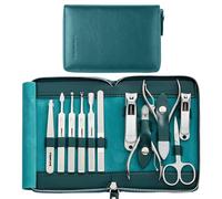 FAMILIFE Nail Kit, Professional Manicure Set Manicure Kit, 11 in 1 Stainless Steel Nail Clippers Set Pedicure Tools, Men Grooming Tool with Portable Blue Leather Travel Case Luxury Gifts for Him