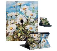 Famillcase Case for iPad Air 5th/4th/6th Generation with Pencil Holder, Apple iPad M2 11 in 2024 / Air 5/4 Gen 10.9" 2022/2020, 360 Rotating Protective Stand Cover for iPad Air 5/4/6, White Daisy