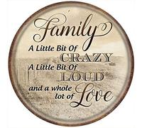 Family A Little Bit Of Crazy Lound Love Vintage Style Round Tin Sign Family Signs Romantic Quote Metal Tin Sign Family Love Tin Sign Bedroom Livingroom Kitchen Entryway Gallery Signs 12x12 Inch