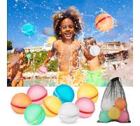 Family Activities & Water Battles: Magnet Self-Closing, Reusable Water Bombs Pack of 16, Quick Refillable Silicone Water Bombs Including 1 Mesh Bag