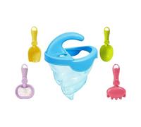 Family Beach Toy Set with Shell Funnel and 4 Beach Tools, 5 Piece Sandcastle Play Set for Poolside Sand Tables, Shore Days, and Yard Play Shell Funnel Digging Tools Sandcastle Builder Shore Water Sand