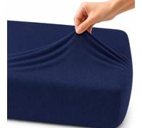 Family Bedding 100 Percent Cotton Jersey King Bed Fitted Sheet, Navy