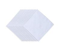 Family Bedding 12 Pack Mens Satin Border 100% Cotton White Handkerchief 16" x 16" (40cmx40cm)