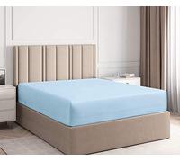 Family Bedding Blue Fitted Sheet Single | Toddler Bed Sheet Fitted Jersey | Bedspreads Single Size 4 Way Stretch Blue Sheet | Breathable Fitted Sheet. (Single (100x200cm), Blue)