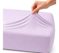 Family Bedding Cotton Jersey Double Bed Fitted Sheet, 140 cm x 200 cm, Lilac