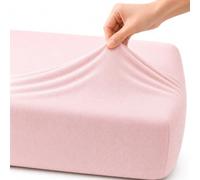 Family Bedding Cotton Jersey Double Bed Fitted Sheet, 140 cm x 200 cm, Pink