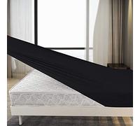 Family Bedding Cotton Thick Jersey Super King Bed Fitted Sheet, 180 cm x 200 cm, Black