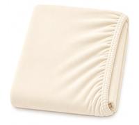 Family Bedding Cream Premium Quality Thick Jersey 100% Cotton Fitted Sheet. (Cot Bed (70x140cm))