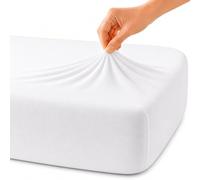 Family Bedding Deep Pocket Double Fitted Sheet, 100% Jersey Cotton, White
