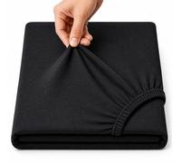Family Bedding Deep Pocket Fitted Sheet, 100% Jersey Cotton, Black, Single