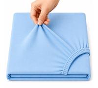 Family Bedding Deep Pocket Fitted Sheet, 100% Jersey Cotton, Blue, Super King