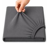 Family Bedding Deep Pocket Fitted Sheet, 100% Jersey Cotton, Grey, Super King