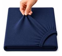 Family Bedding Double Fitted Sheet, Navy Blue, Jersey Cotton, Deep Pocket
