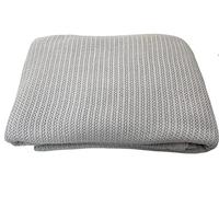 Family Bedding Grey Cotton Cellular Blanket - Single Bed | Reversible Lightweight Thermal Throw | Soft Traditional Design (180 x 230 cm)