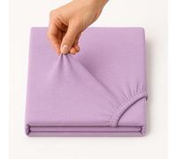 Family Bedding Jersey Cotton Fitted Sheet, Stretch Knit, Lilac, Single