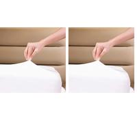 Family Bedding Single Bed Sheets - Deep Fitted Single Sheet - Soft Jersey 100% Cotton 4 Way Stretch White Bedding - Shrinkage and Fade Resistant. (Single (100x200cm), White). (Pack of 2)