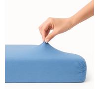 Jersey Bedding Single Bed Fitted Fheet - Deep Fitted Single Sheet - Bedspreads Single Size 4 Way Stretch Blue Sheet - Breathable Fitted Sheet. (Single (100x200cm), Blue).