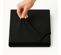 Family Bedding Single Fitted Sheet Black | Deep Pocket Single Bed Sheets | Soft Jersey Cotton 4 Way Stretch | Shrinkage and Fade Resistant Bed sheet. (Single (100x200cm), Black).