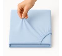 Family Bedding Single Fitted Sheet Blue | Deep Pocket Single Bed Sheets | Soft Jersey Cotton 4 Way Stretch | Shrinkage and Fade Resistant. (Single (100x200cm), Blue).