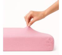 Family Bedding Single Fitted Sheet Pink | Deep Pocket Single Bed Sheets | Soft Jersey Cotton 4 Way Stretch | Shrinkage and Fade Resistant Bed sheet. (Single (100x200cm), Pink).