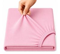 Family Bedding Stretch Jersey Cotton Fitted Sheet, Deep Pocket, Pink, King