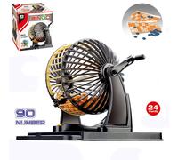 Thomas & Anca Club Supplies Ltd Family Bingo Lotto Numbers Machine Game 90 Number 24 Cards Bingo 6" Cage Bingo Cage Bingo Gift