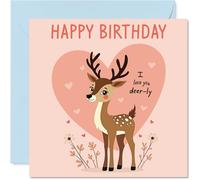 Family Birthday Card, Cute Deer Love Heart