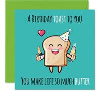 Family Birthday Card - Cute Toast - Happy Birthday Card for Family from Colleague Friends, 145mm Bday Greeting Cards