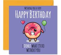 Family Birthday Card - Donut What I'd Do - Happy Birthday Card for Family from Colleague Friends, 145mm cute donut Bday Greeting Cards