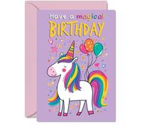 Family Birthday Card - Magical Birthday - Happy Birthday Card for Family from Colleague Friends, A5 Kids Unicorn Bday Greeting Cards